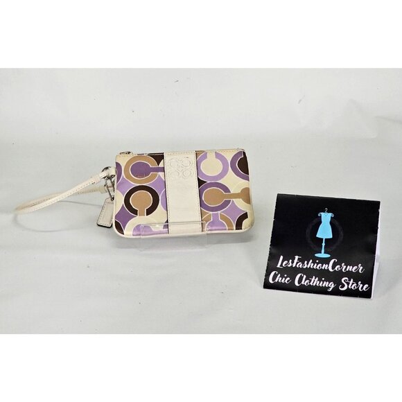 Coach Signature Women's Canvas Wristlet Clutch Purse 119 - Picture 7 of 13